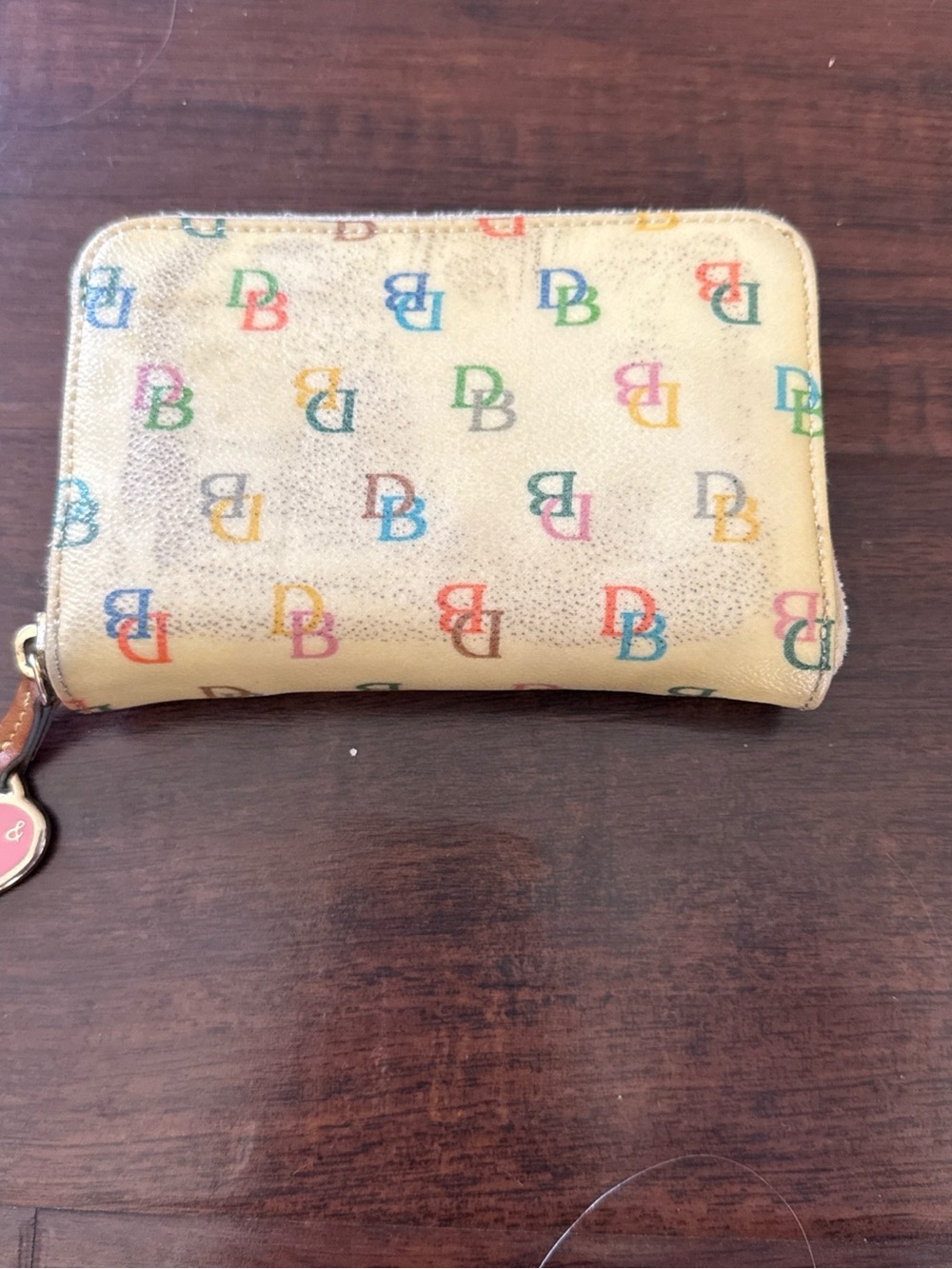 Dooney & Bourke Multicolor Logo Zip Wallet - Beige